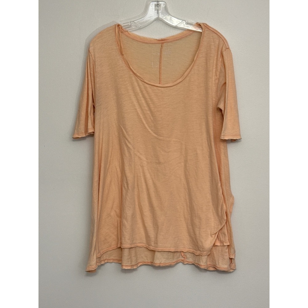 We The Free Free People Peach Cotton Slub Scoop Neck Layered Hem Tee M